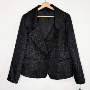 Lafayette 148 New York Black Textured Blazer Size 14